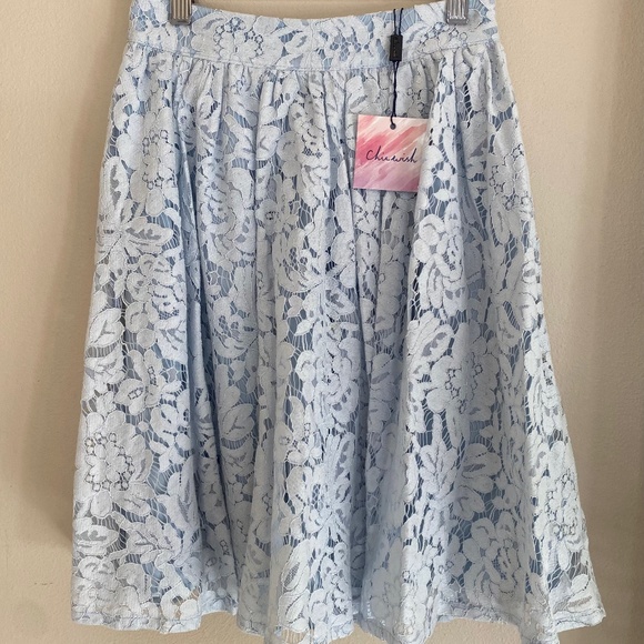 Chicwish Daydreamer Lace Top and Skater Skirt Set in Blue - Picture 1 of 4